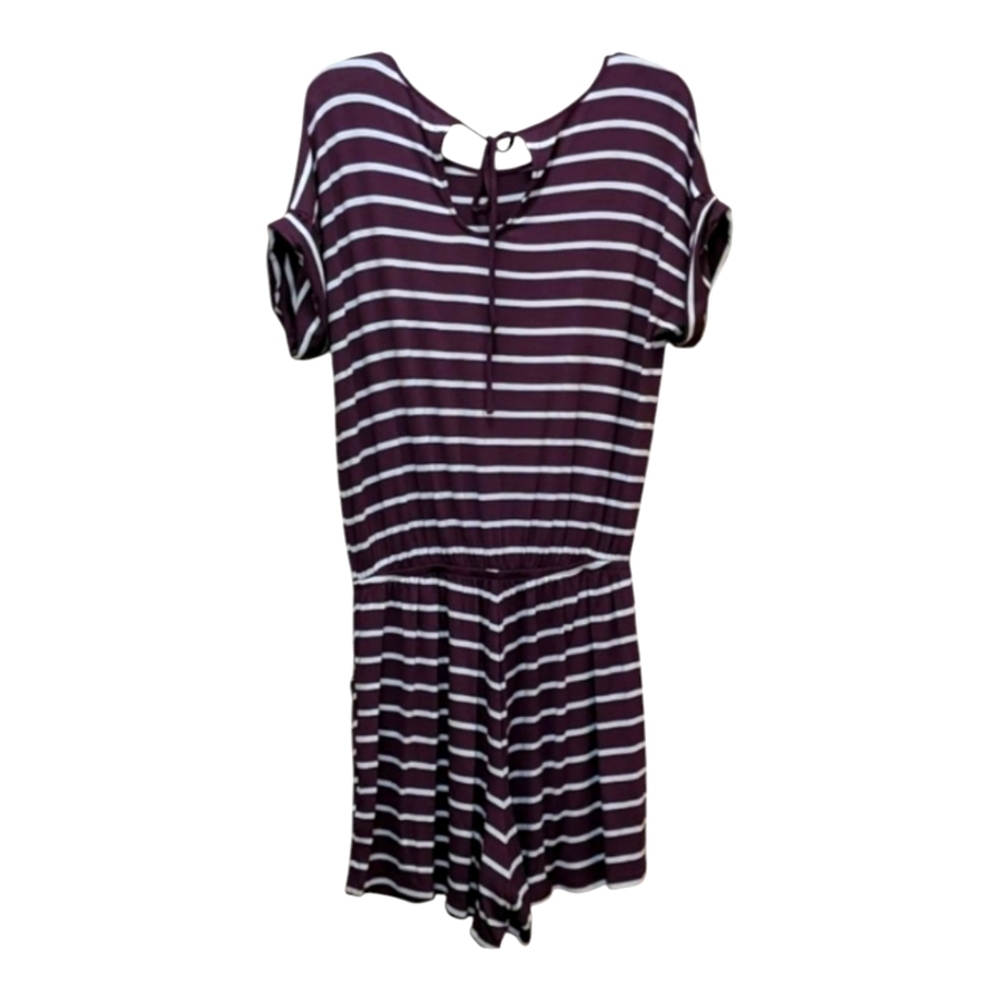Zenana Purple and White Striped Romper - Picture 3 of 7